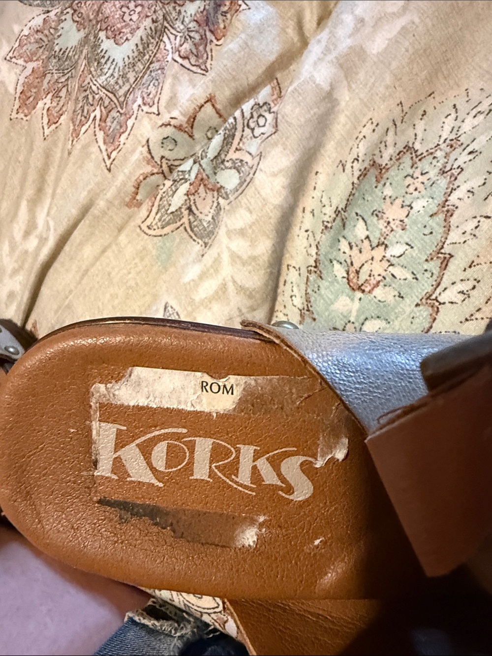 Beige Leather Platform Sandals with Studded Accents - Picture 7 of 7